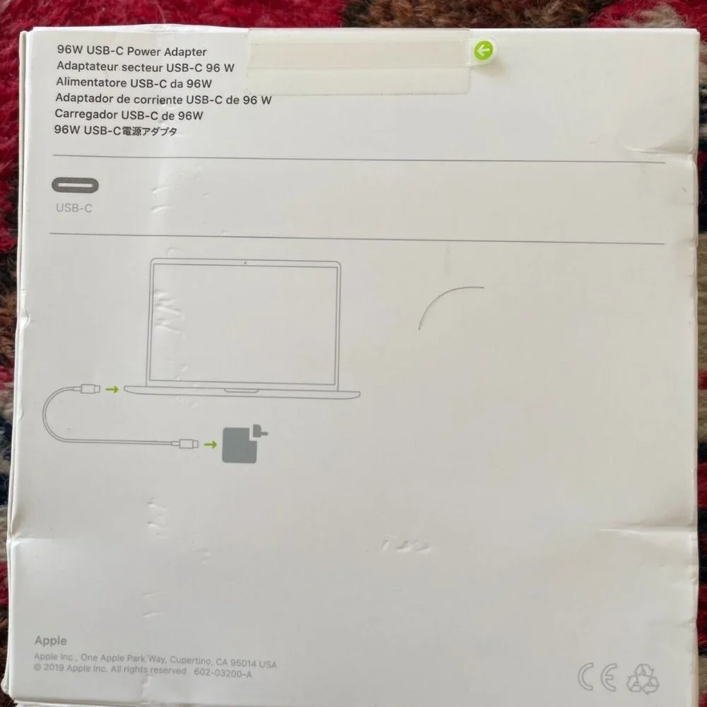 NWT Apple 96W USB-C Power Adapter - MX0J2AM/A - GENUINE & BRAND NEW IN BOX
